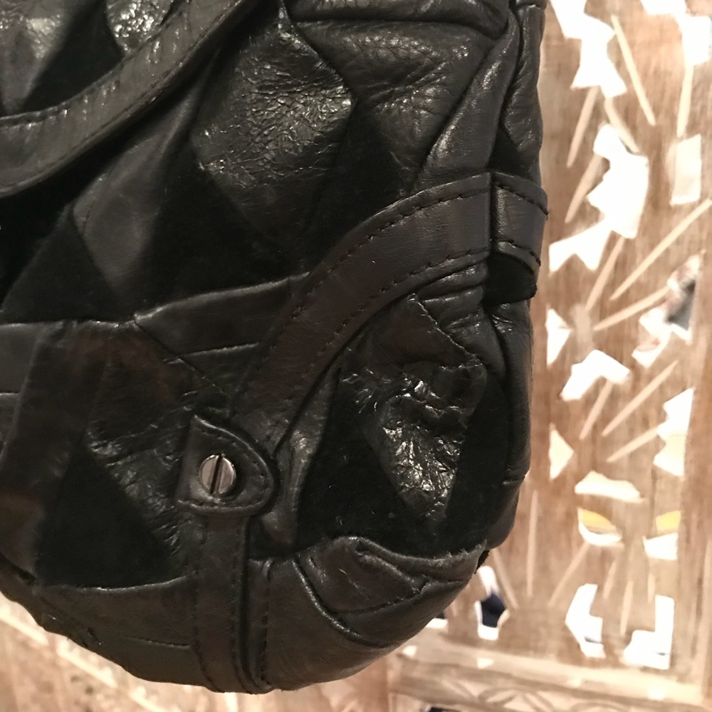 Elliot Lucca Patchwork Black Leather Handbag - image 4